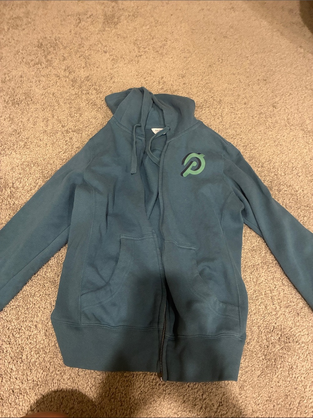 Peloton Teal Full-Zip Hoodie with Green Logo